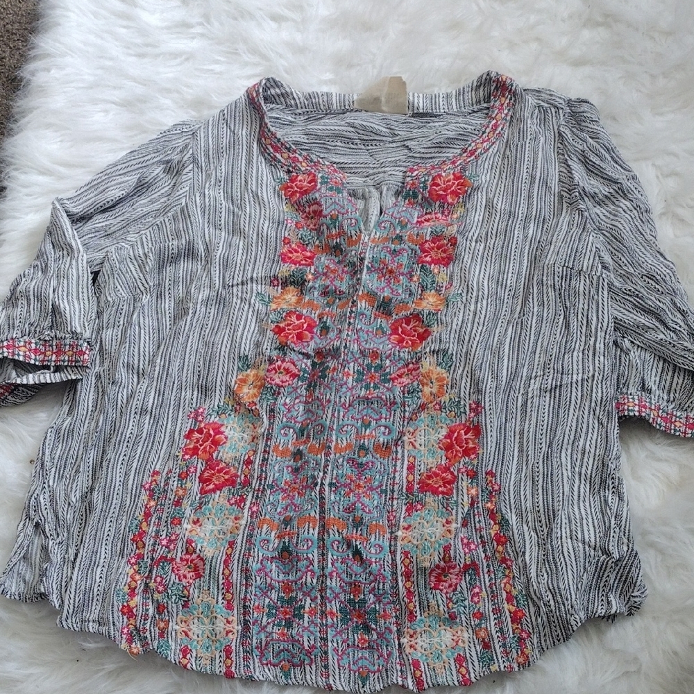 Ruby Rd. Women's Multicolor Embroidered Tunic - Picture 4 of 5